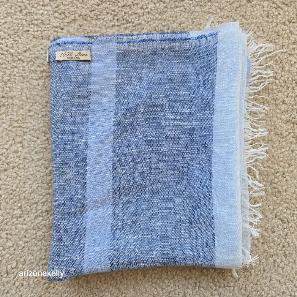 Linen Scarf Sartoria delle Sirene Italy Blue Stripe